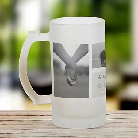 Black and White Couple Wedding Photo Design Customized Photo Printed Beer Mug