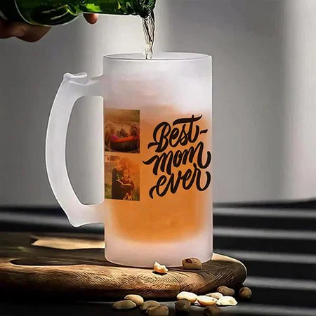 Best Mom Ever 6 Photo Collage Customized Photo Printed Beer Mug