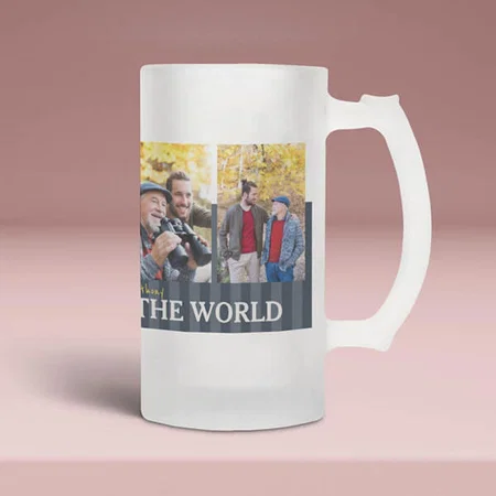 Best Papa In The World Photos Collage Design Customized Photo Printed Beer Mug