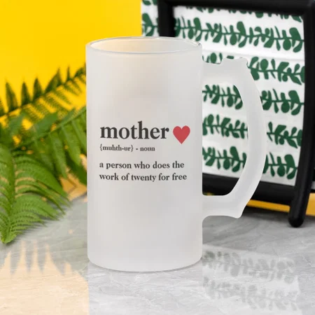 Modern Collage Photo & Text Red Heart Mother Customized Photo Printed Beer Mug