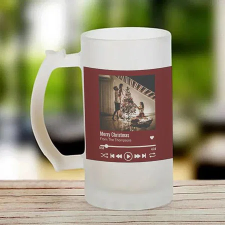 Red Merry Christmas Photo Customized Photo Printed Beer Mug