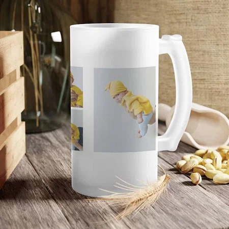 Colorful Joyful 3 Collage Photo Customized Photo Printed Beer Mug