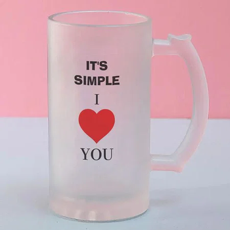 It's Simple I Love You with Heart Design Customized Photo Printed Beer Mug
