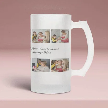 6 Photo Collage with Name Customized Photo Printed Beer Mug