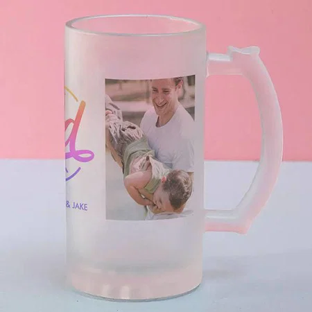Best Dad Ever 2 Photo Customized Photo Printed Beer Mug