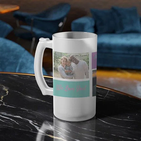 Grandma Christmas 3 Photo Collage Customized Photo Printed Beer Mug