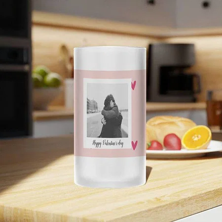 Happy Valentine's Day Pink & Red Heart Photo Customized Photo Printed Beer Mug