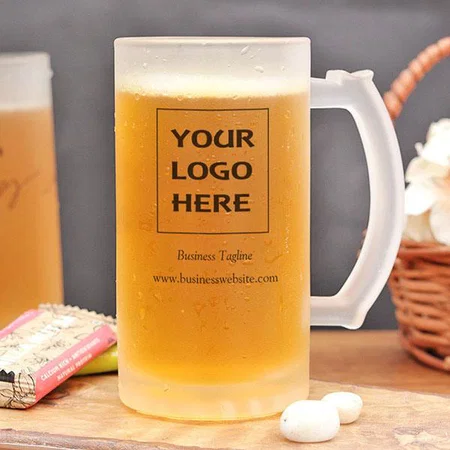 Frosted Glass Business Logo Customized Photo Printed Beer Mug