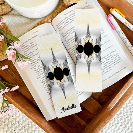 Abstract Silver Fractal Customized Printed Bookmark - Set of 10