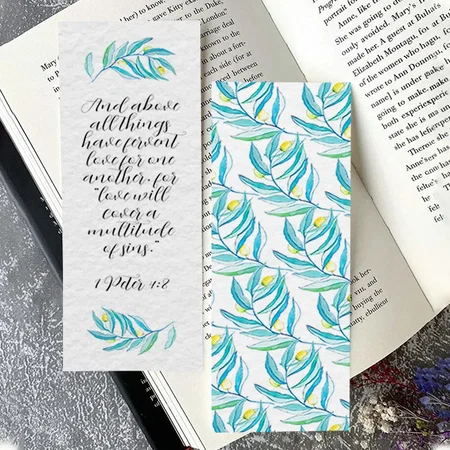 Rustic Modern Leaves Design Customized Printed Bookmark - Set of 10