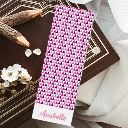Pink Geometric Pattern Customized Printed Bookmark - Set of 10