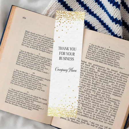White Gold Design Thank You Customized Printed Bookmark - Set of 10