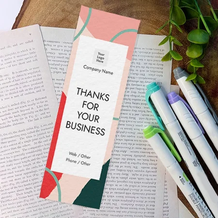 Pink Green Abstract Design Customized Printed Bookmark - Set of 10