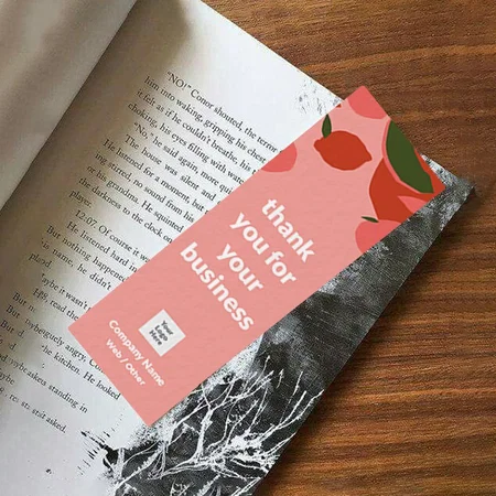 Pink Leaves Design Customized Printed Bookmark - Set of 10