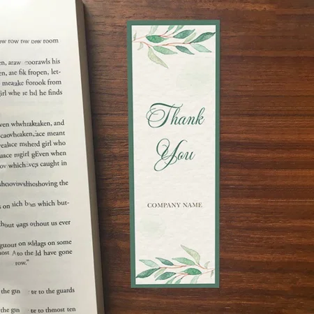 Green Leaves Design Customized Printed Bookmark - Set of 10