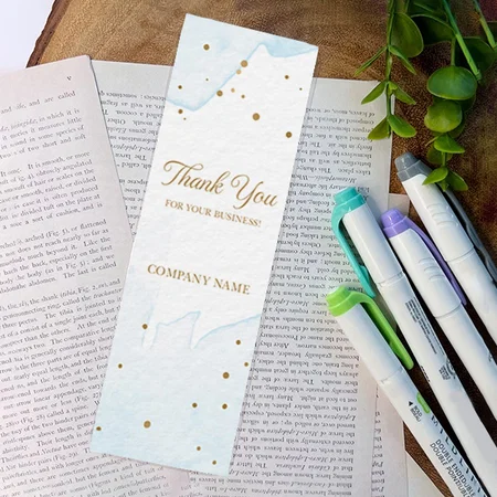Blue Watercolor Design Customized Printed Bookmark - Set of 10