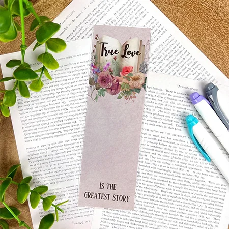 Elegant Floral Love Story Wedding Favor Customized Printed Bookmark - Set of 10