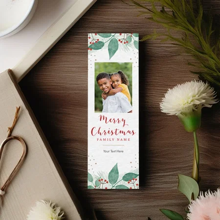 Merry Christmas Modern Photo Customized Printed Bookmark - Set of 10