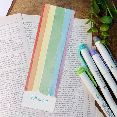 Rainbow Desiign with Name Customized Printed Bookmark - Set of 10