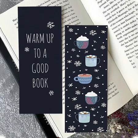 Winter Warm Up Mini Customized Printed Bookmark - Set of 10