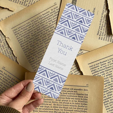 Blue Pattern Design Customized Printed Bookmark - Set of 10