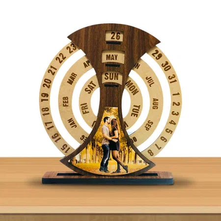 Coffee Color Customized Wooden Table Frame Calendar