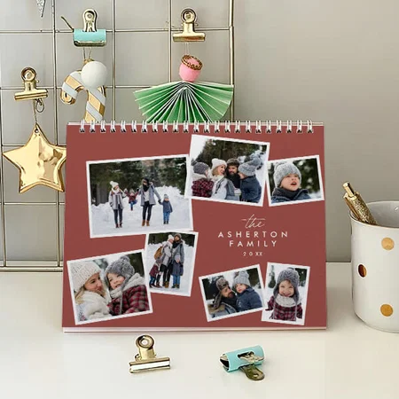 Modern Family Photo Collage Customized Photo Desk Landscspe Calendar