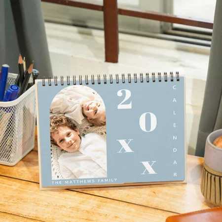 Modern Simple Family Photo Customized Photo Desk Landscspe Calendar