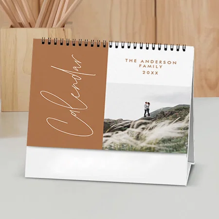 Modern Minimal Photo Collage Customized Photo Desk Landscspe Calendar