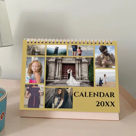 Modern Family Photo Collage Customized Photo Desk Landscspe Calendar