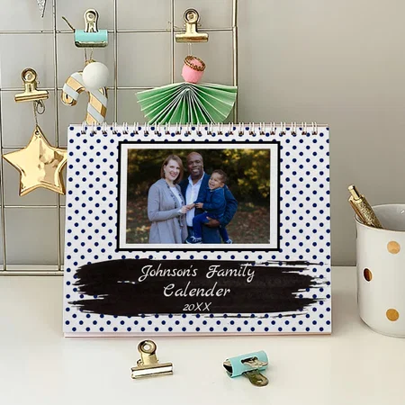 Retro Style Family Photo Customized Photo Desk Landscspe Calendar