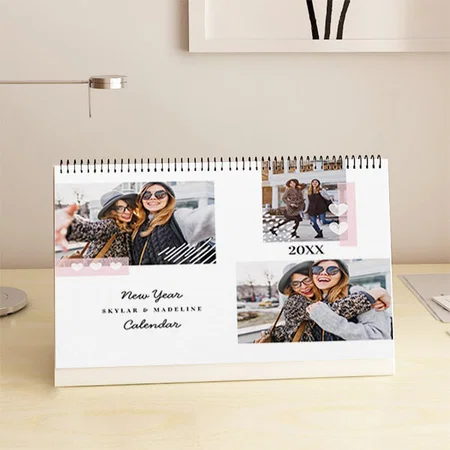 Best Friends Forever Modern Multiple Photo Customized Photo Desk Landscspe Calendar