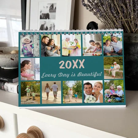 Modern Photo Collage Customized Photo Desk Landscspe Calendar