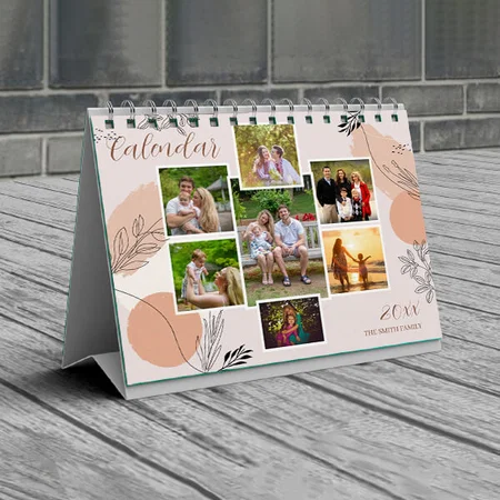 Floral Family Memories Customized Photo Desk Landscspe Calendar