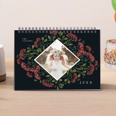 Winter Floral Photo Design Customized Photo Desk Landscspe Calendar