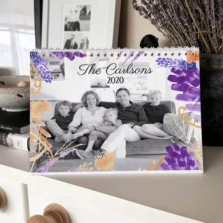 Family Photos With Beautiful Watercolour Frames Customized Photo Desk Landscspe Calendar