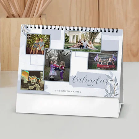 Floral Family Photo Design Customized Photo Desk Landscspe Calendar