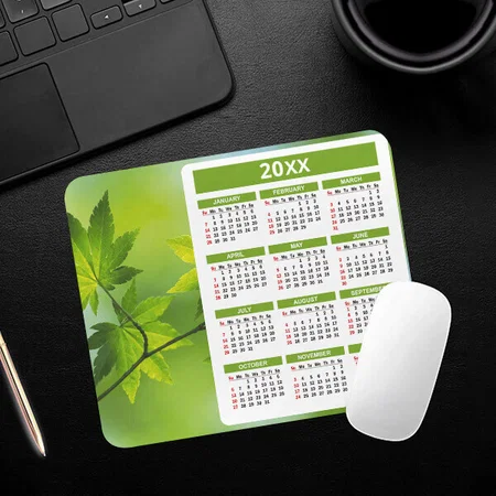 Fresh Leaves Printed Rectangle Calendar Mousepad Photo Mouse Pad