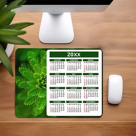 Green Flower Customized Printed Rectangle Calendar Mousepad Photo Mouse Pad