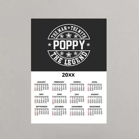 Poppy The Man The Myth The Legend Father's Day Customized Photo Printed Poster Calendar