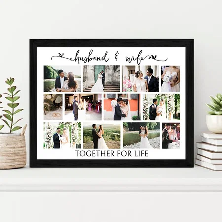 Husband and Wife Wedding Photo Masonry Grid Customized Photo Printed Rectangle Horizontal Canvas Frame
