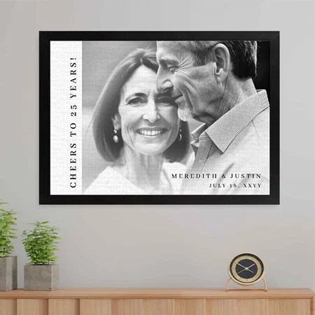 Classy Cheers Anniversary Photo Welcome Sign Customized Photo Printed Rectangle Horizontal Canvas Frame