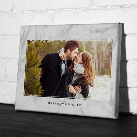 Elegant Marble Texture Customized Photo Printed Rectangle Horizontal Canvas Frame
