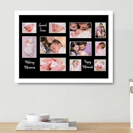11 Photo Collage Happy Moments Customized Photo Printed Rectangle Horizontal Canvas Frame