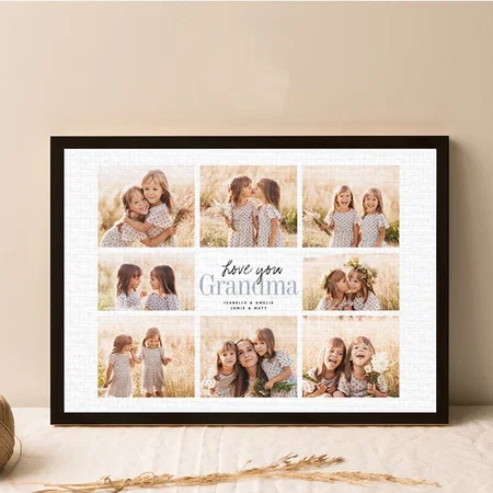 Love You Grandma Grandkids Photo Collage Customized Photo Printed Rectangle Horizontal Canvas Frame
