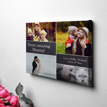 Mom's Memory Canvas Personalized Photo Collage Customized Photo Printed Rectangle Horizontal Canvas Frame