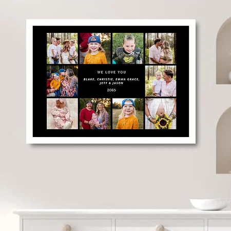 Collage Photo Black We Love You Customized Photo Printed Rectangle Horizontal Canvas Frame