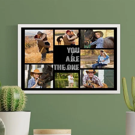 You are the One 7 Photo Collage Customized Photo Printed Rectangle Horizontal Canvas Frame