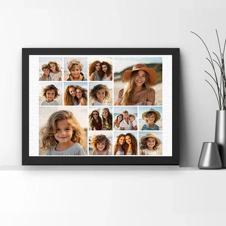 Photo Collage - Up to 14 photos Customized Photo Printed Rectangle Horizontal Canvas Frame