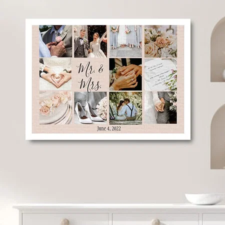 Photo Collage Newlyweds Customized Photo Printed Rectangle Horizontal Canvas Frame